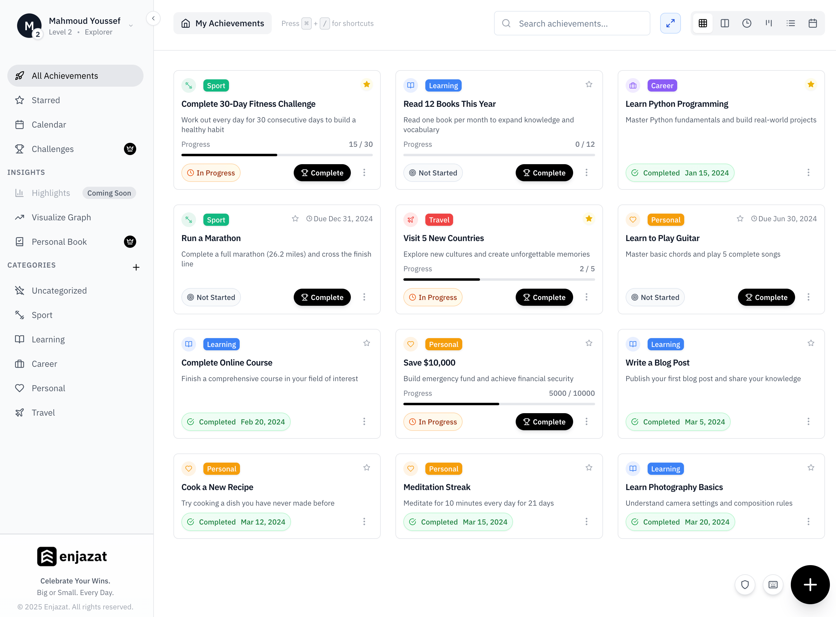 Enjazat Achievement Tracker